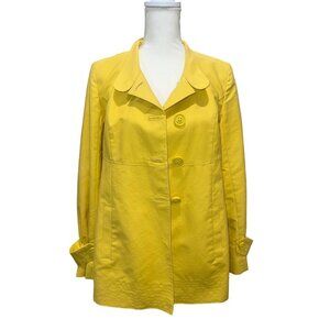 Talbots | Yellow Coat Jacket Pleated Back‎ Button Accents | Size 8